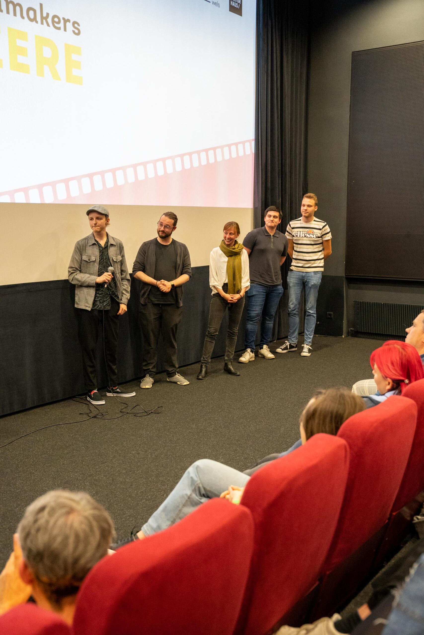 Jonas Wiesinger und Team bei der NextGen Filmmakers Premiere im Programmkino Wels im Medien Kultur Haus Wels